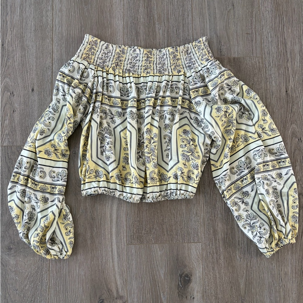 Floral Yellow and Gray Women's Blouse